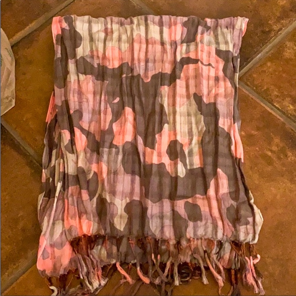 Colorful scarf pink and grey camo print scarf